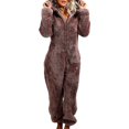 thumbnail image 1 of Women Winter Fluffy Fleece Hooded All In One Jumpsuit, 1 of 2