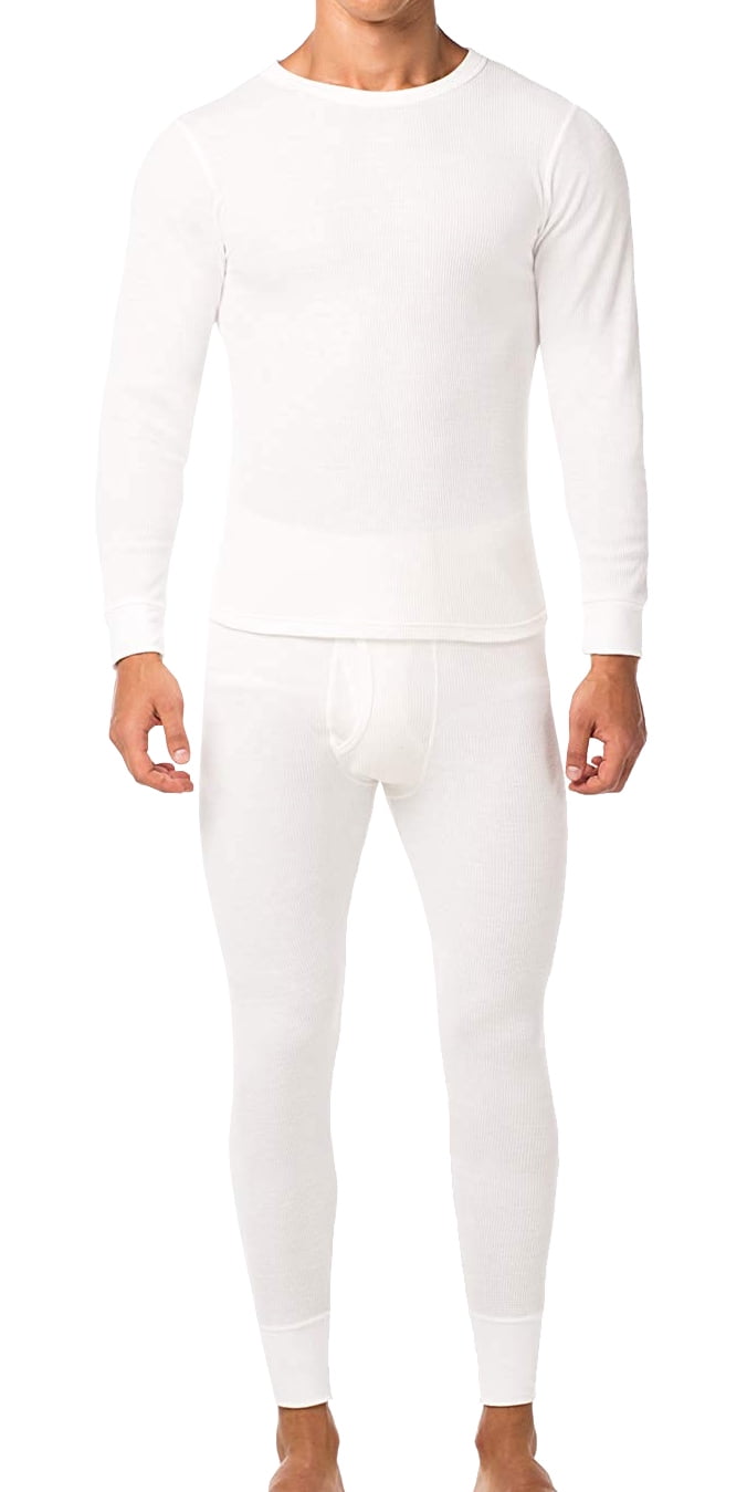 Men's Cotton Waffle Knit Thermal Underwear Stretch Shirt & Pants 2pc ...