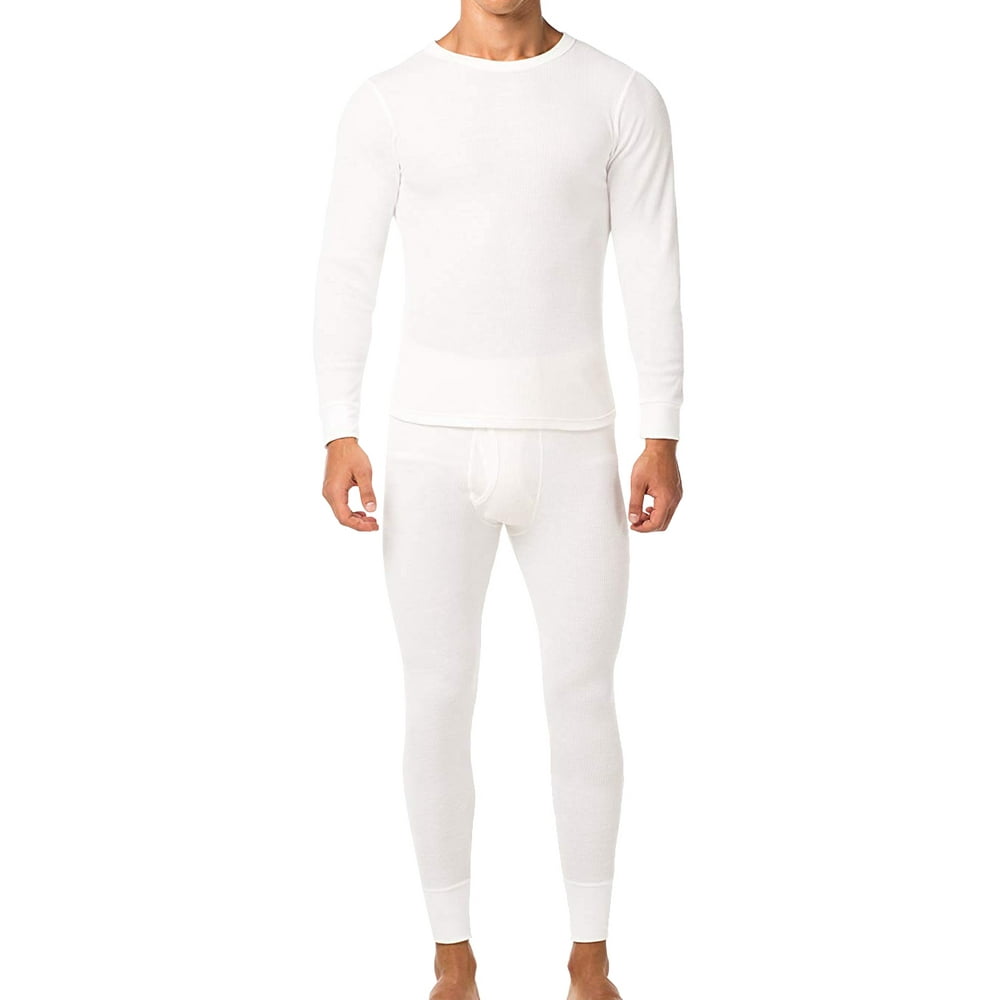 Men's Cotton Waffle Knit Thermal Underwear Stretch Shirt & Pants 2pc