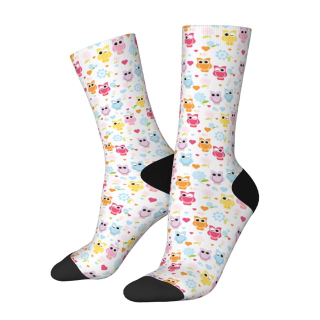 Balery Cute Owl Calcetas Largas con Estampado para Hombre y Mujer – Suaves y Transpirables, Talla Única (US 5-11)