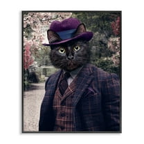 Stupell Industries Vintage Clothing Cat Animals & Insects Painting Black Framed Art Print Wall Art, 11 x 14