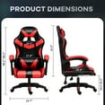 thumbnail image 4 of Ergonomic Gaming Chair, CHAHO Gaming Chair with Speaker & LED Lights, Computer Racing Chair for Adults, PU Leather Office Chair with Footrest Lumbar Support Headrest, Red, 4 of 9