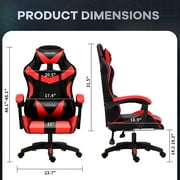 Ergonomic Gaming Chair, Brochao Gaming Chair with Speaker & LED Lights, Computer Racing Chair for Adults, PU Leather Office Chair with Footrest Lumbar Support Headrest, Red with Light