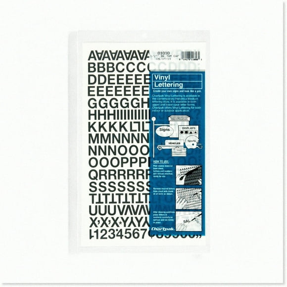VinylVerse Adhesive AlphaNumeric Pack - 201 Black Capital Letters & Numbers, 1/2" High
