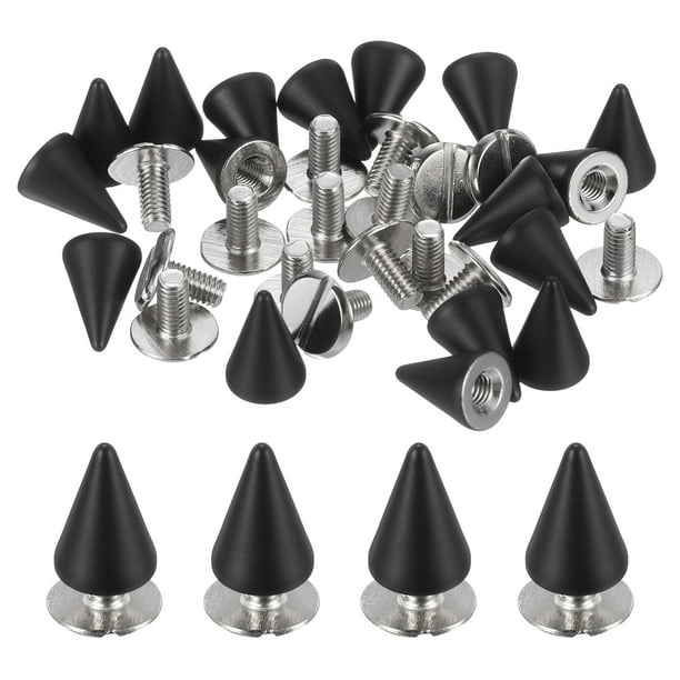 Uxcell 36 juegos de remaches en forma de cono de 10x7 mm de latón + tornillos de hierro para manualidades Sub-negro