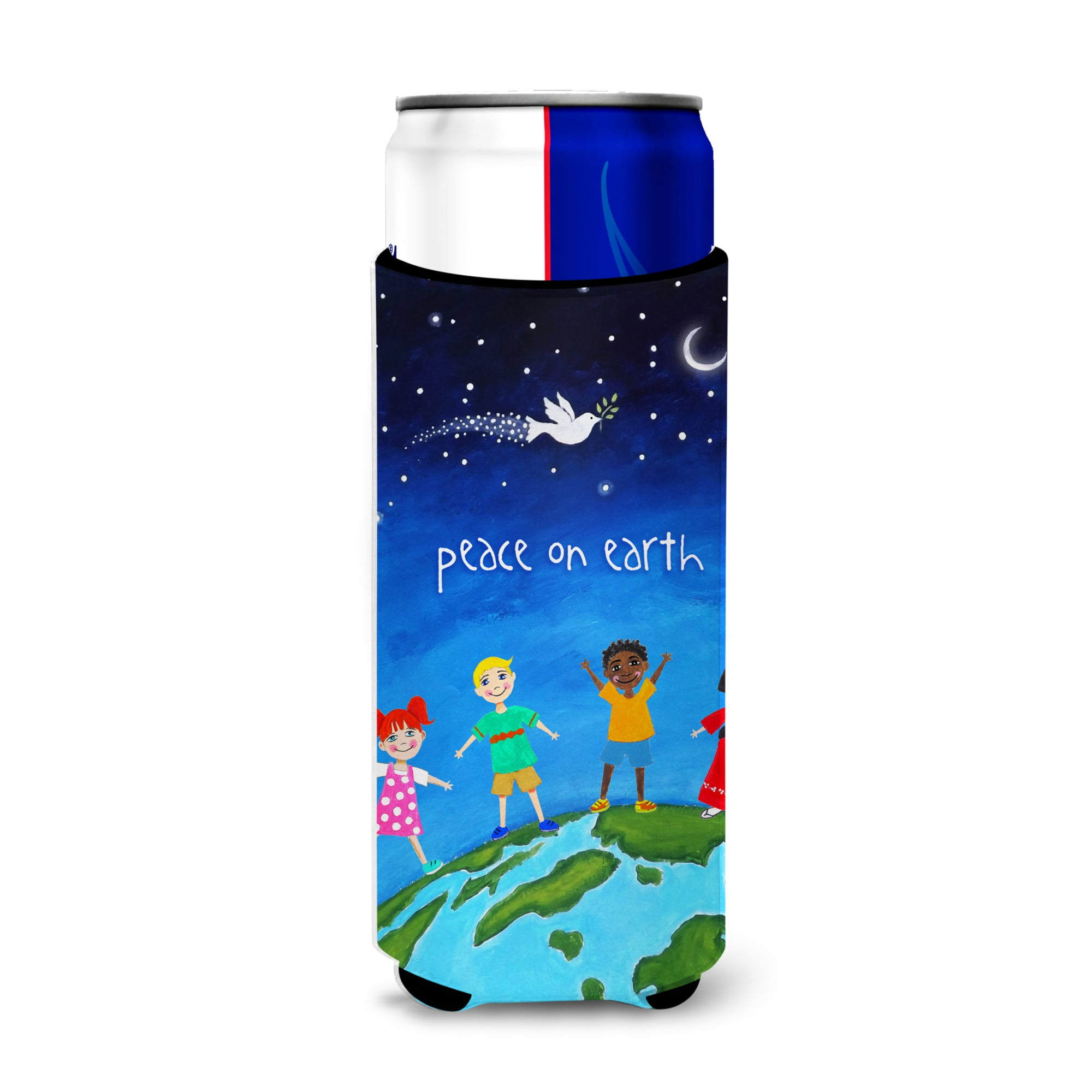 Caroline's Treasures Peace on Earth Michelob Ultra Hugger for slim cans