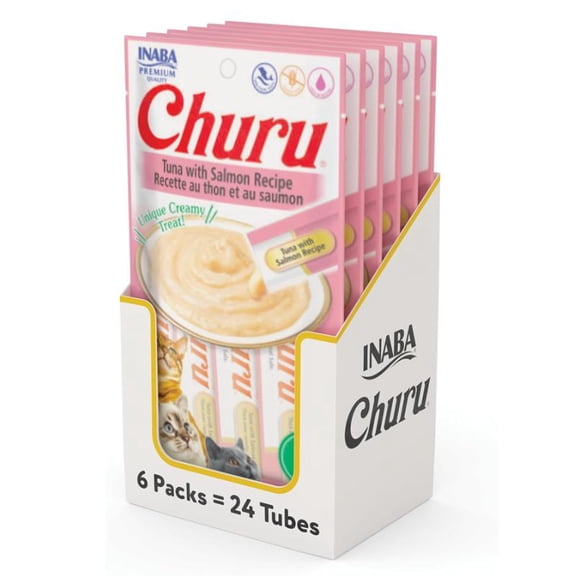 Churu Premio para Gato Atún y Salmón Caja Con 6 Bolsas de 4 Tubos de 14g c/u