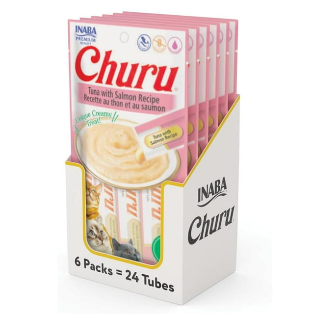 Churu Premio para Gato Atún y Salmón Caja Con 6 Bolsas de 4 Tubos de 14g c/u