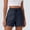 Shorts for Women Summer-Navy, variant on Guieoi Shorts for Women Plus Size Solid-Color Drawstring Pleated Button-Front Cotton-Linen Pocket Casual Capri Pants Black 0 S