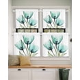 thumbnail image 2 of Teal Tulips Short Blackout Curtains 30Inch Long Transparent Floral Botanical Leaf Flower Rod Pocket Kitchen Curtains, 2 Panels Thermal Insulated Room Darkening Drapes for Bedroom, 30"W x 30"L, 2 of 5