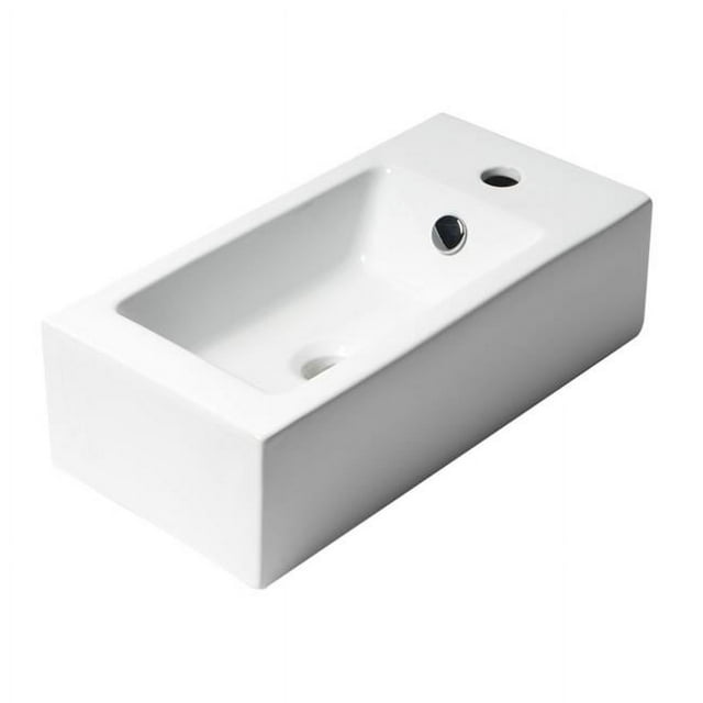 ALFI Brand ABC116 20 in. Small Rectangular Wall Mounted Ceramic Sink with Faucet Hole, White