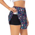 thumbnail image 2 of Bixox Women's Underwater Animals pattern 2 in 1 Running Shorts - Lightweight Athletic Workout Gym Yoga Shorts Liner with Pockets - XX-Large, 2 of 5