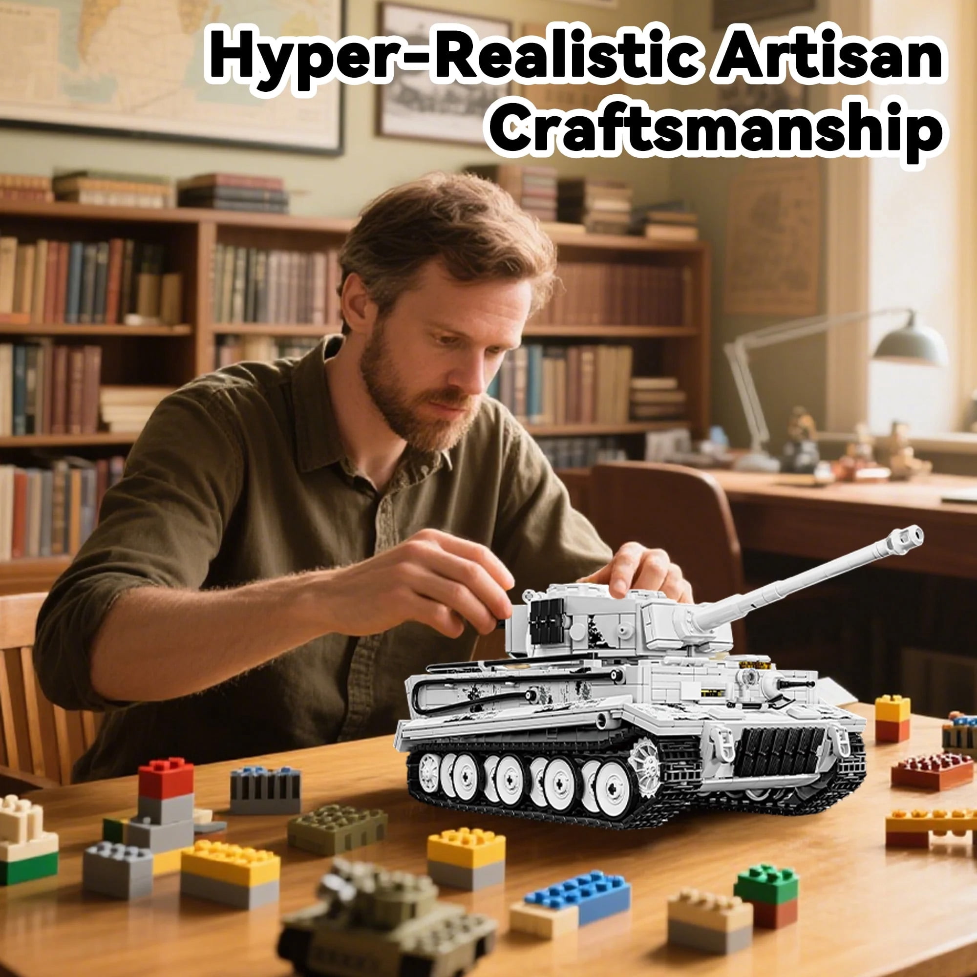 GZBrick Tiger Heavy Tank Building Sets WW2 Military Toy for Adults Boy Compatible with Lego 1736PCS