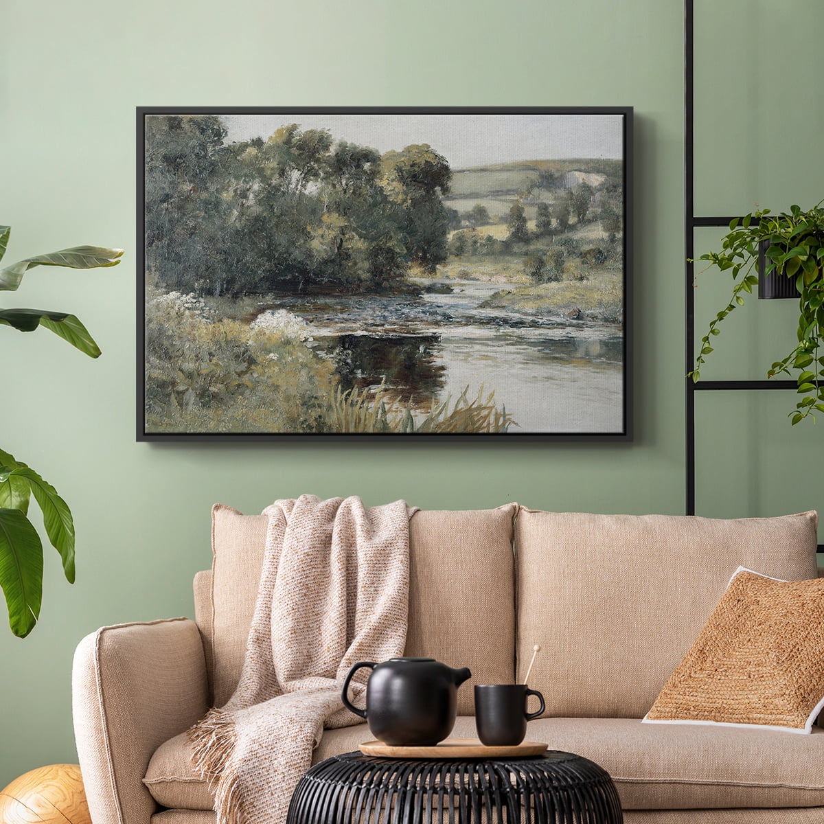 Vintage Landscape-CCCXLVI By Wexford Home Framed in Black Wood Gallery Wrapped Canvas 25 in. x 37 in.