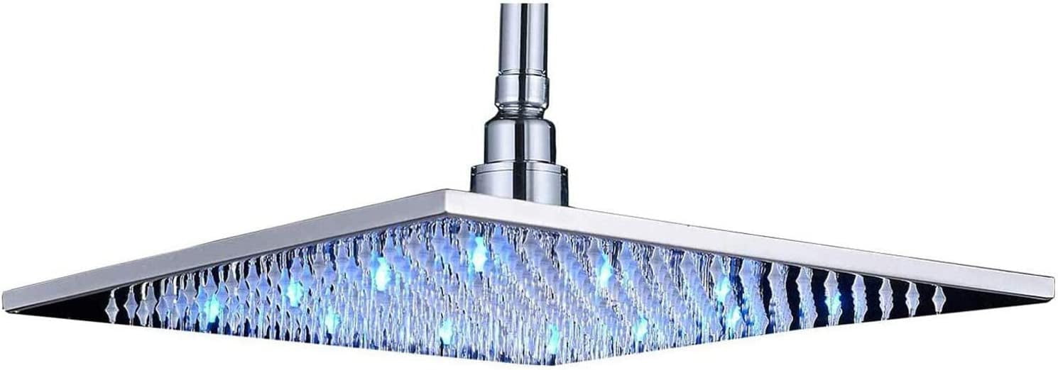 CES 16 Inch Chrome LED Rainfall Shower Head Square Ultra Thin Overhead
