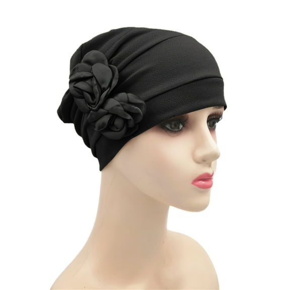 Tittly Bandanas for Women Head Scarf Head Hat Cap Ethnic Pre Tied Braid Hair Cover Wrap Turban Headwear Hat Fascinators Hats Head Scarf Black One Size