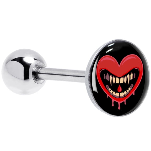 Body Candy Valentine Heart Vampire Barbell Tongue Ring Hypoallergenic Stainless Steel