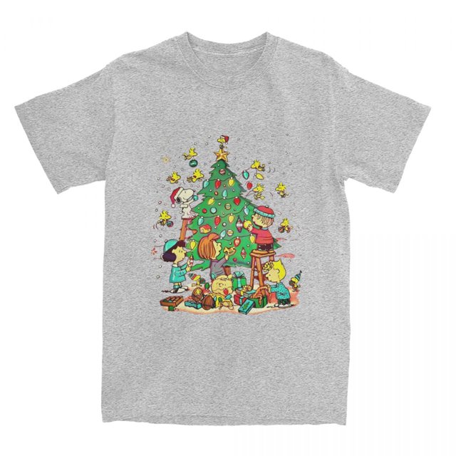 Camiseta navideña de Snoopy y Charlie Brown, camisetas informales, camisetas de manga corta, camisetas de verano 100 % algodón, camisetas de cuello redondo de talla grande