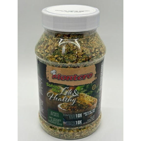Montero Sofrito Mix Lite & Healthy, 15 oz, Non-GMO, Mixed Spices & Seasonings