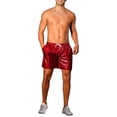 thumbnail image 2 of Pantalones Cortos Metálicos Inspire Chic para Hombre con Cintura Elástica y Cordón, Cortos Holográficos de Cuadros Calientes 34 Rojos, 2 of 6