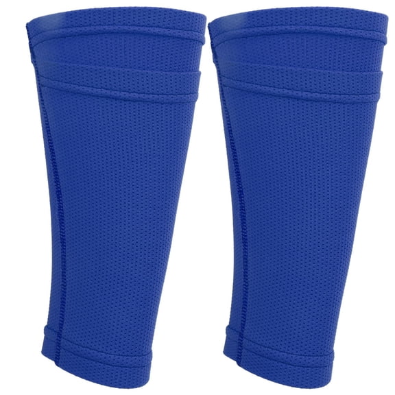 Xirurus Shin Guard Sleeves with Pocket, Double Layer No-Slip Soccer Socks, Breathable Mesh for Secure Fit & Leg Support (Adults & Teens, 1 Pair, Blue)