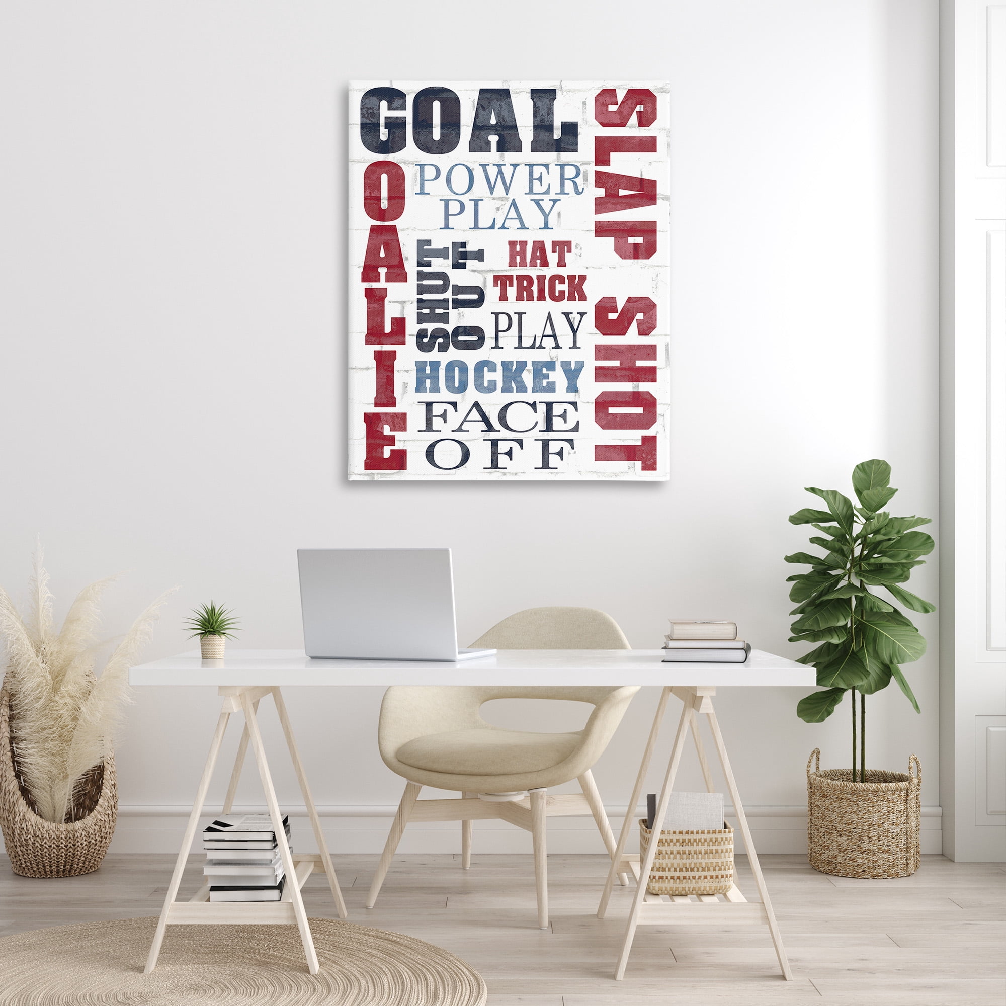 Stupell Industries Patterned Hockey Phrases Sports Painting Gallery Wrapped Canvas Art Print Wall Art, 36 x 48
