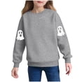 thumbnail image 2 of Girls Fashion Long Sleeve Blouse New Cute Spooky Sweatshirts Kids Halloween Crewneck Long Sleeve Ghost Printed Pullover Tops for Girls Boys Gray 4 Y, 2 of 6