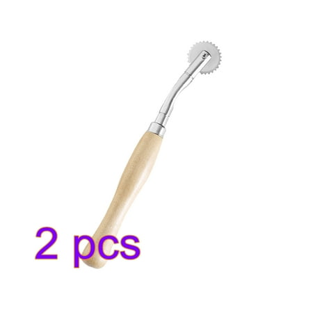 

2pcs Wooden Handle Steel Toothed Cloth Wheel Pressure Zoned Cloth Round Delimit Scribe Scanning Line Cross-stitch Tailor Sewing