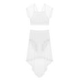 thumbnail image 2 of YiZYiF Girls Ballet Dance Outfit Crop Top with Mesh Skirt Lyrical Dance Dress, 2 of 7