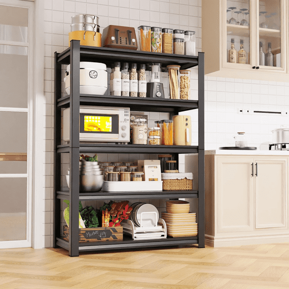 Metal BookShelf, 5 Tier Bookcases Heavy Duty Bookshelf, Adjustable Industrial Deep Bookshelves, Tall Open Book Shelf for Living Room, Bedroom and Study Room (72''Hx36''Wx14''D)