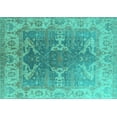 thumbnail image 1 of Ahgly Company Machine Washable Indoor Rectangle Oriental Turquoise Blue Industrial Area Rugs, 8' x 12', 1 of 4