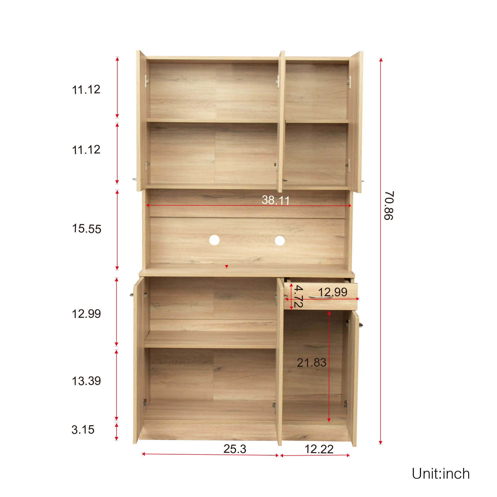 40.7'' Tall 1 - Door Accent Cabinet 3 Open Shelves and One Large