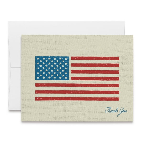 twigs paper american flag thank you cards set of 12