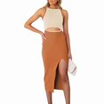 thumbnail image 2 of Vestido ajustado con cintura recortada,Vestido sin mangas para mujer Vestido con corte en la cintura sin mangas Vestido con corte en la cintura para mujer Claridad notable, 2 of 3