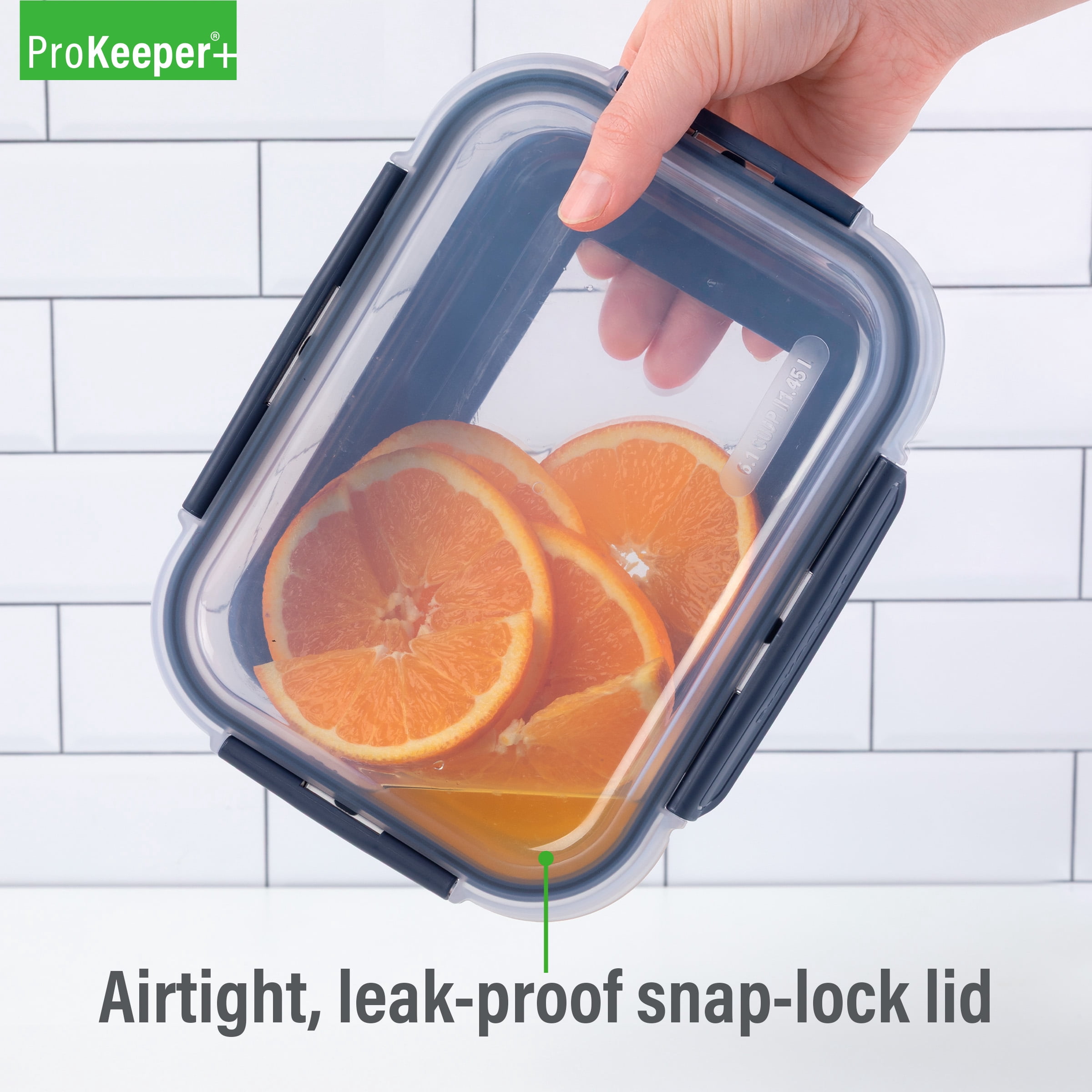 (6 pack) ProKeeper+ 6.1 Cup Glass Food Storage Container with Airtight Silicone Lid