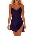 thumbnail image 2 of Tqcoqu Women's Spaghetti Strap Lace Trim Sleep Dress Loungewear,V Neck Solid Color Casual Loose Dresses,Navy Women's M-XXL, 2 of 5