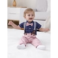 thumbnail image 4 of CARETOO Baby Boy Clothes Suit Plaid Shirt Suspender Pants Beret Hat Tie Formal Cotton Fabric 3pcs, 4 of 19