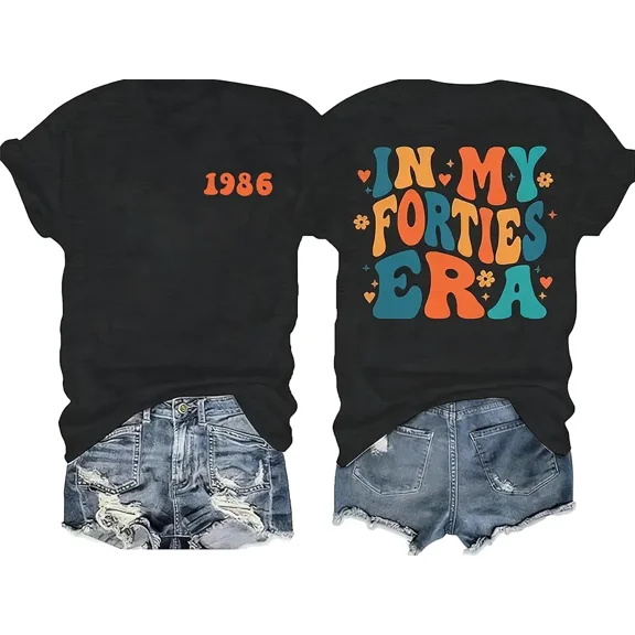 Birthday Shirt for Women Vintage 1986 T Shirt in My Forties Shirt 40th Birthday Party Short Sleeve Tee Tops