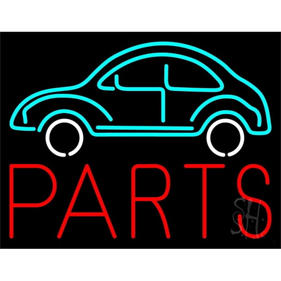 Car Logo Red Parts LED Neon Sign 24 x 31 - inches, Clear Edge Cut Acrylic Backing, with Dimmer - Bright and Premium built indoor LED Neon Sign for automotive store, and mall.