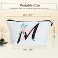 thumbnail image 5 of Unique Bargains Personalized Makeup Bag M Letter Purse Small Cosmetic Bag Zipper Monogrammed Makeup Bag Pouch White, 5 of 7