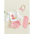 thumbnail image 4 of BemeyourBBs Newborn Baby Girl Easter Outfits Easter Bunny Long Sleeve Romper Rabbit Ruffle Skort Shorts Skirt Headband Socks Set Spring Summer Clothes, 4 of 9