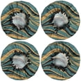 thumbnail image 2 of Shower Caps,Teal Gold Marble Pattern Waterproof Shower Cap for Women 4 Pieces,Double Reusable Hair Cover for Shower PEVA Elastic Stretch Hem, 2 of 7