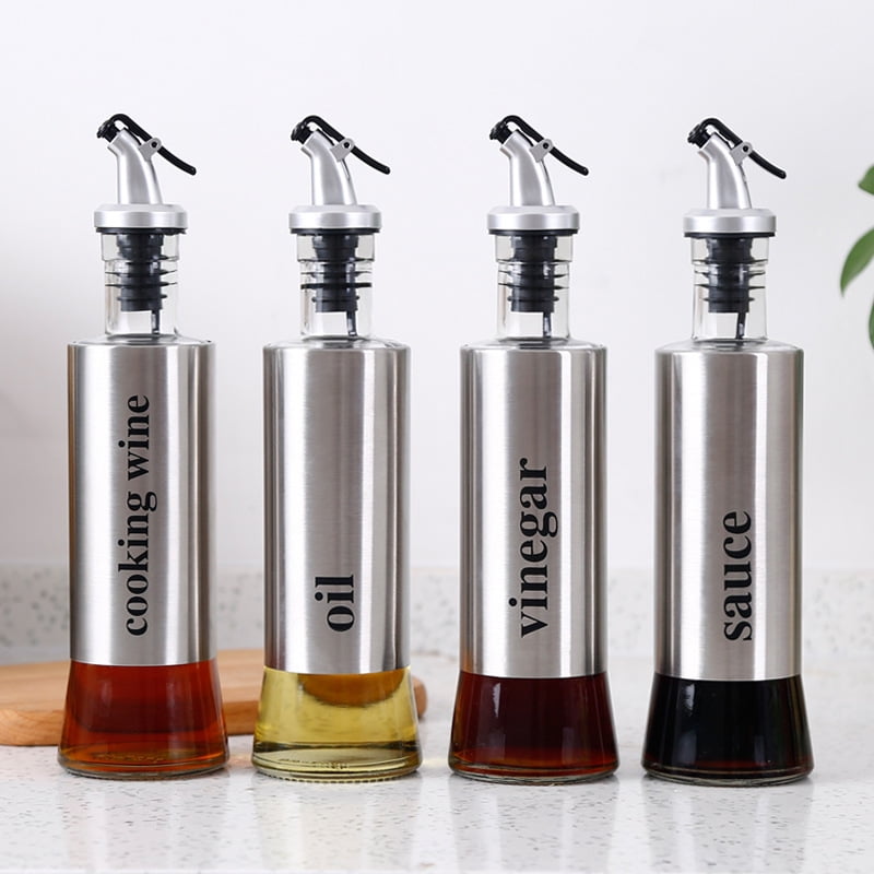 ELEMENT MONKEY’S 11 oz Glass Bottle Dispensers for Kitchen Oil, Vinegar