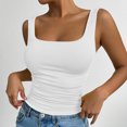 thumbnail image 7 of longantii Square Neck Tank Top for Women - Summer Basic Going Out Tops Tight Crop Ruched Fashion Clothing 2026 White S, 7 of 7
