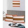 thumbnail image 5 of Burnt Orange Farmhouse Pillow Covers Standard Size 2 Pack, Orange Brown Striped Soft Bed Throw Pillowcases Breathable Cooling Long Lumbar Body Pillow Sham Cover for Bed Sofa 20''x26'', 5 of 7