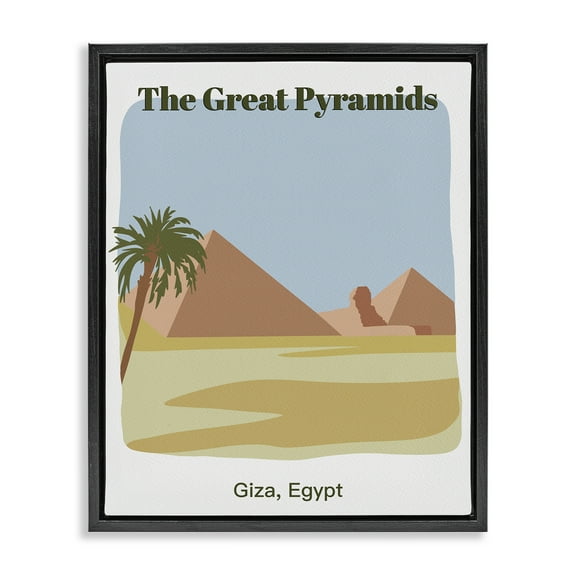 Stupell Industries Great Pyramids Architecture Town & City Painting Black Floater Framed Art Print Wall Art, 17 x 21