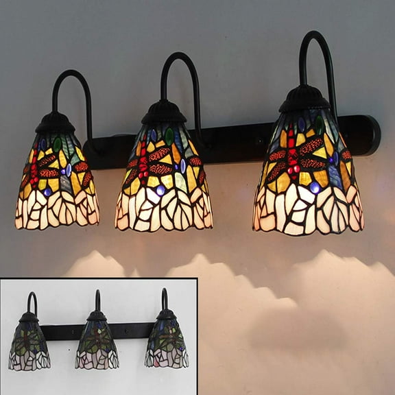 Vintage Artistic Style Wall Light, Stained Glass Wall Sconce, E27, Bathroom Mirror Front Light Fixture for Hallway Living Room Bedroom Reading Light,B,1 light