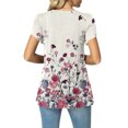 thumbnail image 4 of SMihono Hauts pour Femmes Été Décontracté Mode Hauts Décontractés Col Montant Imprimé Pétale Manches Courtes - T-Shirts Grande Taille, 4 of 5