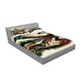 thumbnail image 2 of Ambesonne Lake Fitted Sheet & Pillow Sham Set, Peaceful Meadow Scene Woods, Full, Hunter Green Pale Redwood, 2 of 2