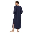 thumbnail image 2 of Aria Women's Sweater Knit 3/4 Sleeve V-Neck Lounger Nightgown with Pockets, Sizes XS to 5X, 2 of 5